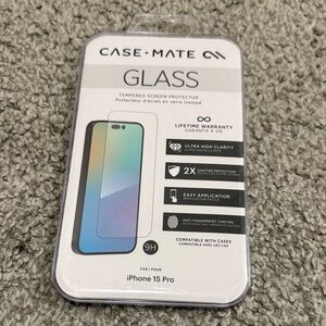 NWT Case-Mate clear Glass Screen Protector for iPhone 15 Pro